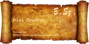 Biel Szofron névjegykártya